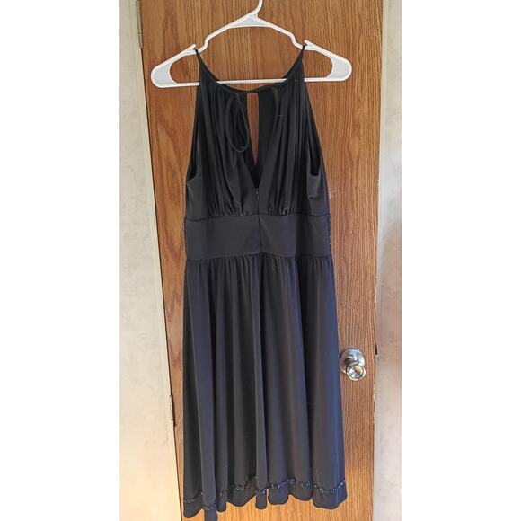 RM Richards Beaded Empire Waist Black Dress Sz 8 Sexy Low Cut Evening Cocktail - Picture 6 of 11
